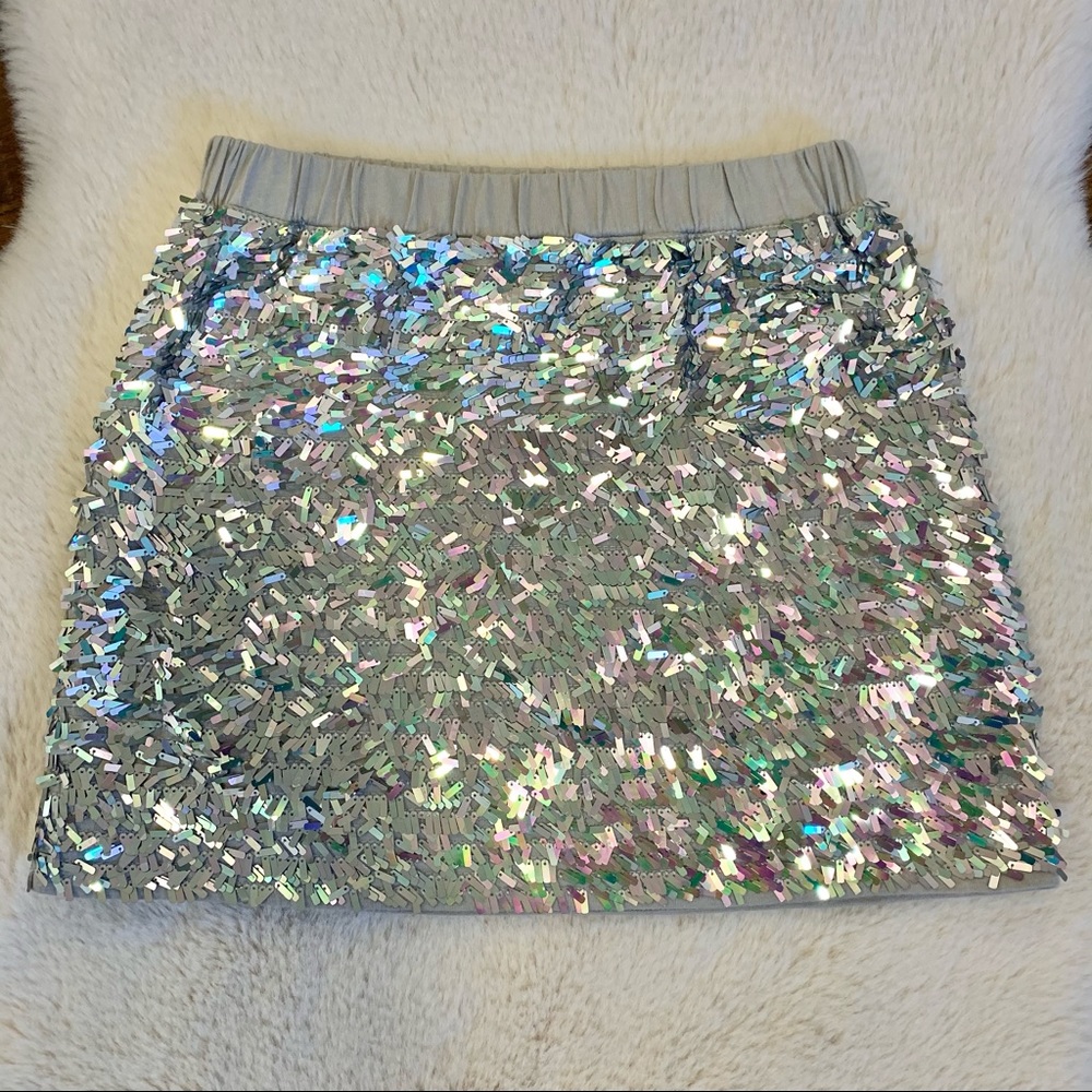 Crewcuts Girls Silver Sequin Skirt 6-7